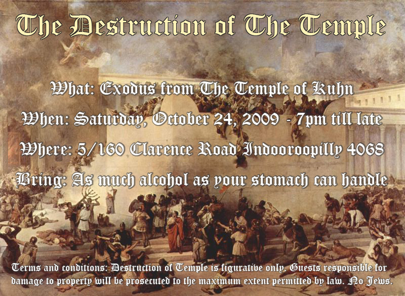 Destruction of The Temple party invitation
